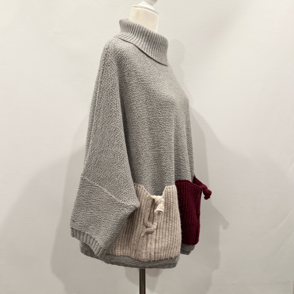 Vintage Italian Knit Oversized Pockets One of a Kind Chunky Knit Novelty Sweater - Picture 6 of 9
